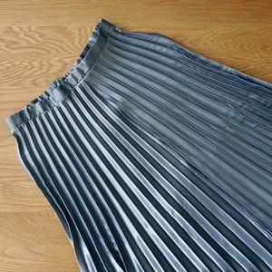 Silver Pleated Midi Skirt
